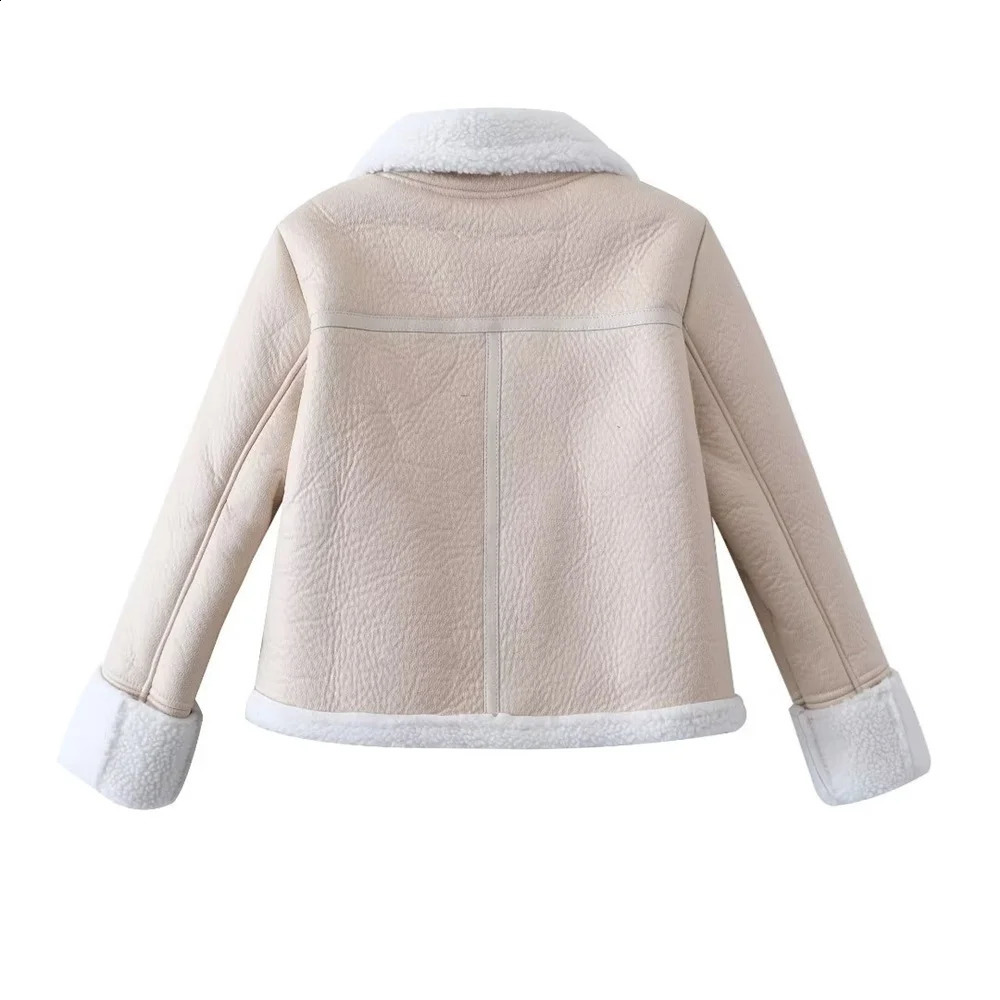 UNIZERA AutumnWinter Womens Clothing Fashion Casual Edition Polo Neck Fur Integrated Jacket Coat 240824