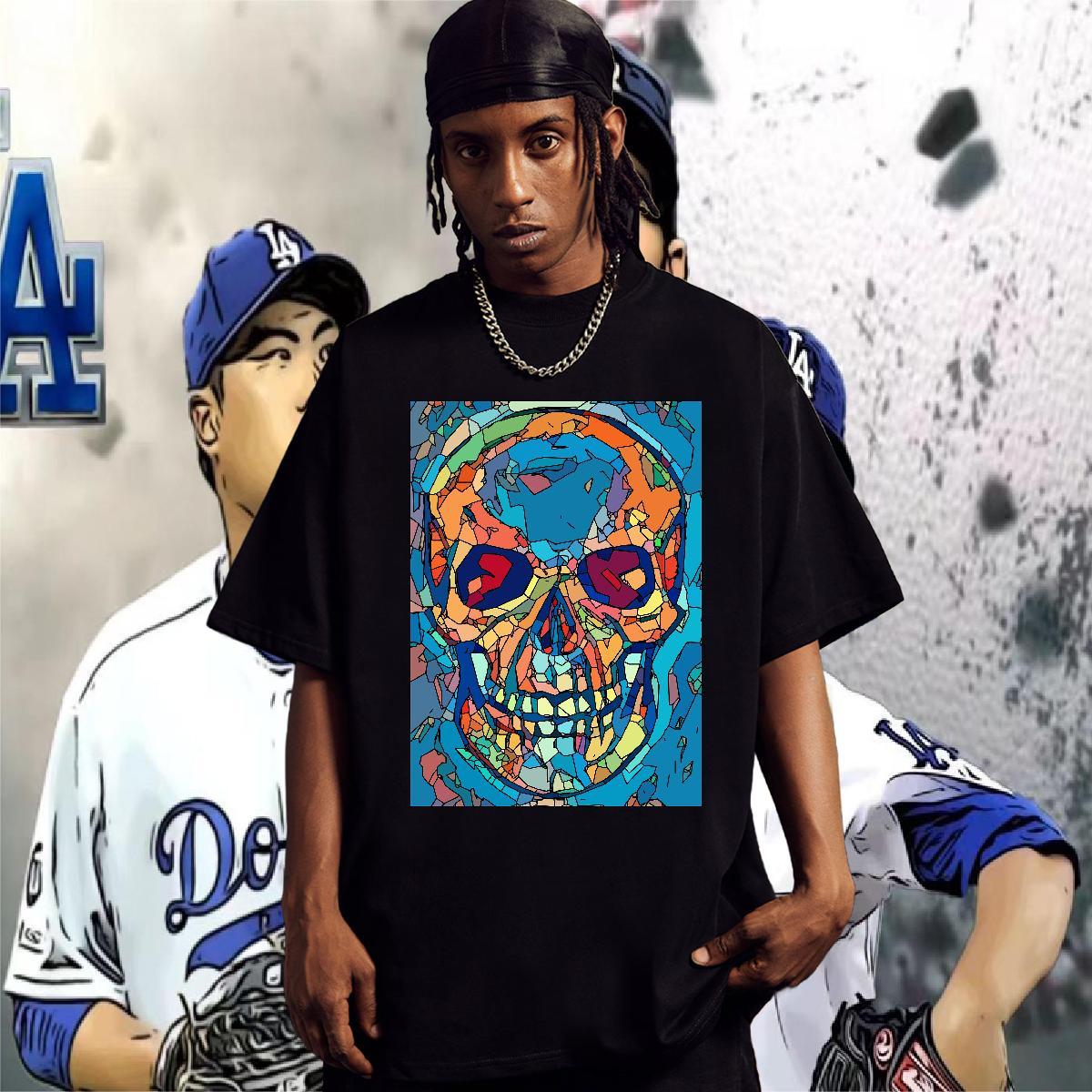 Loose Fit T shirt 230g Cotton skull Casual Daily Wear Plus Size Cartoon Crew Neck Breathable Tshirt for Man Woman Brand Tees