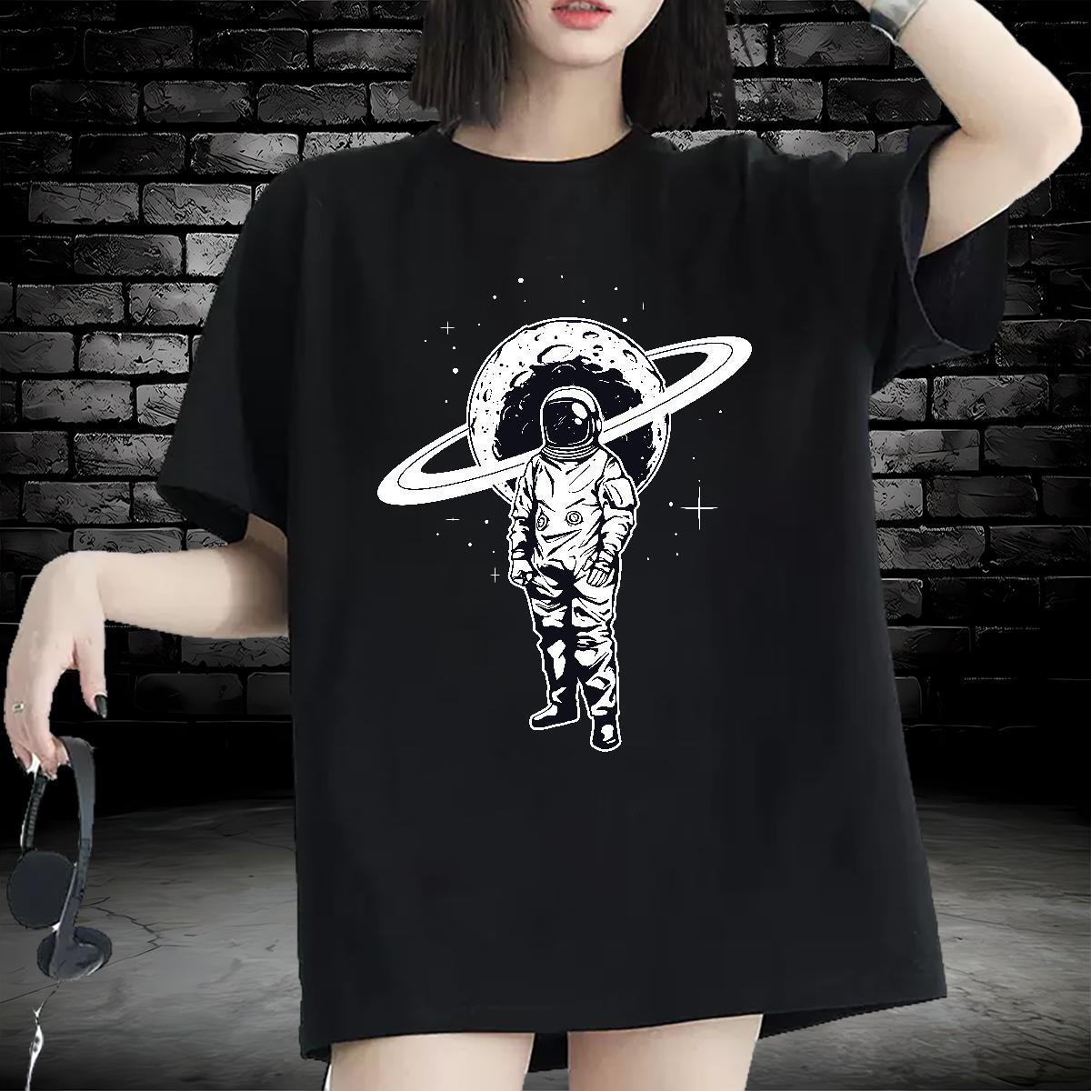 Nice Couples T Shirts 230g Pure Cotton cosmonaut Casual Sport T shirt Crew Neck Breathable Anime Clothes