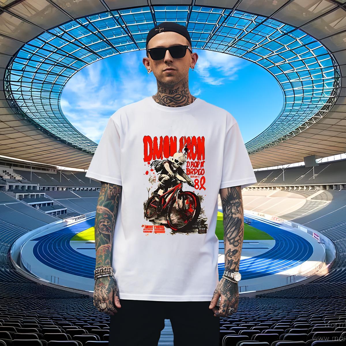 TOP Quality T Shirt For Man 230g Pure Cotton skull Beach Custom Print Plus Size Breathable Short Sleeve Tshirts DIY Customized Clothings