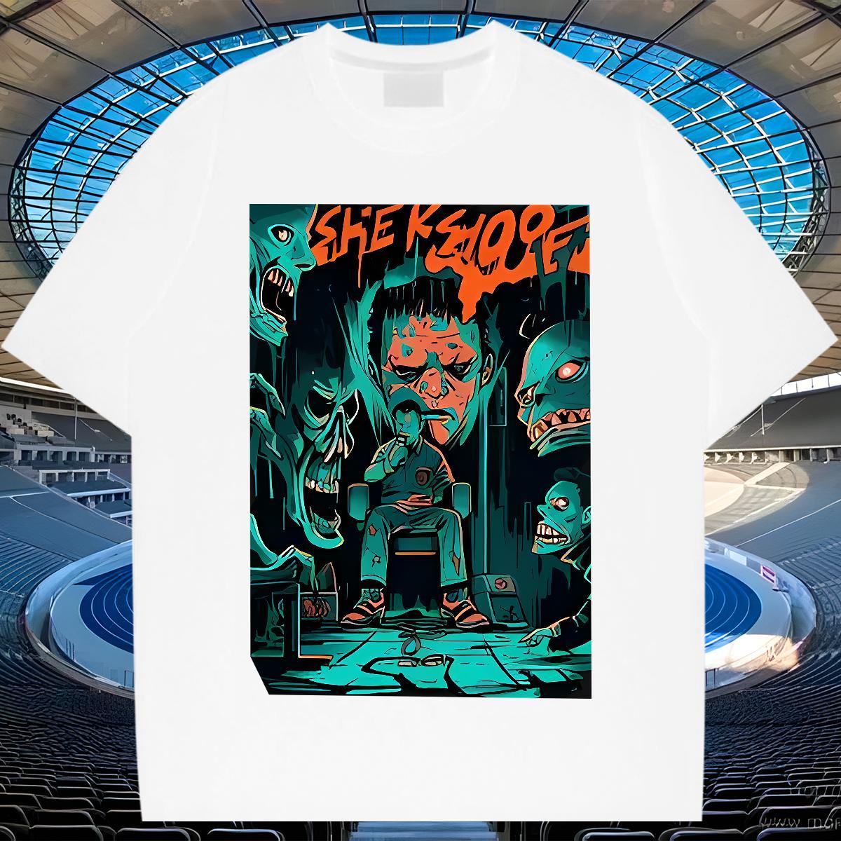 Wholesale T Shirt For Man 230g Cotton skull Summer Casual Custom Big Size Breathable Short Sleeve Men Tops Tees Brand Tshirts