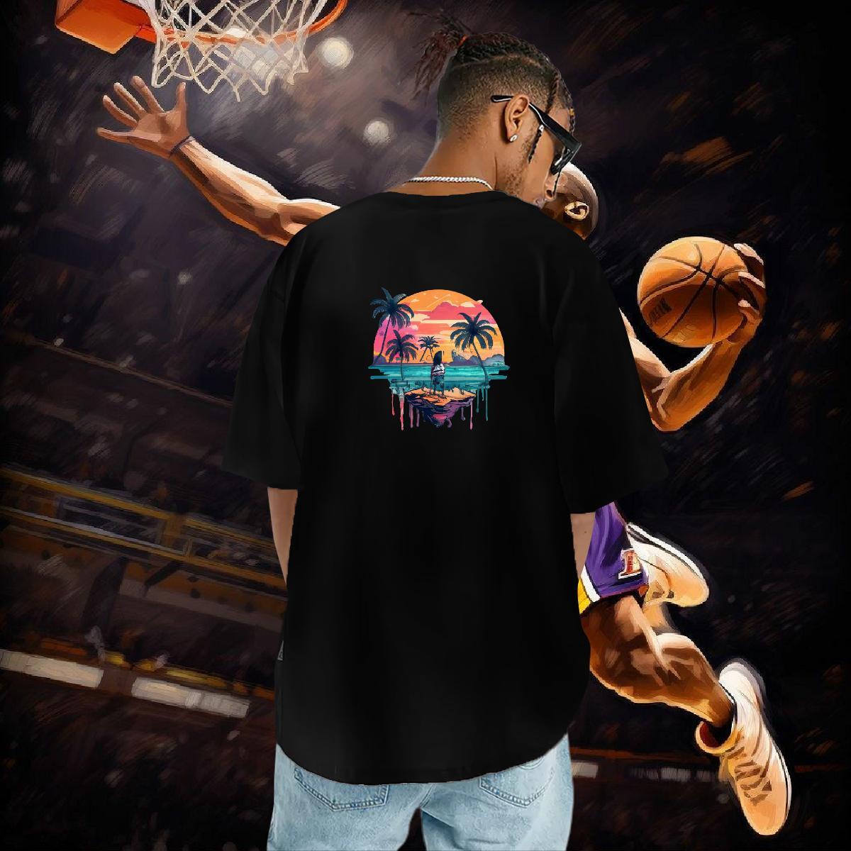 Cool Design T Shirts Men 230g Pure Cotton beach Summer Casual Custom Printing Crew Neck Breathable Mens Tshirts New Designer Clothes