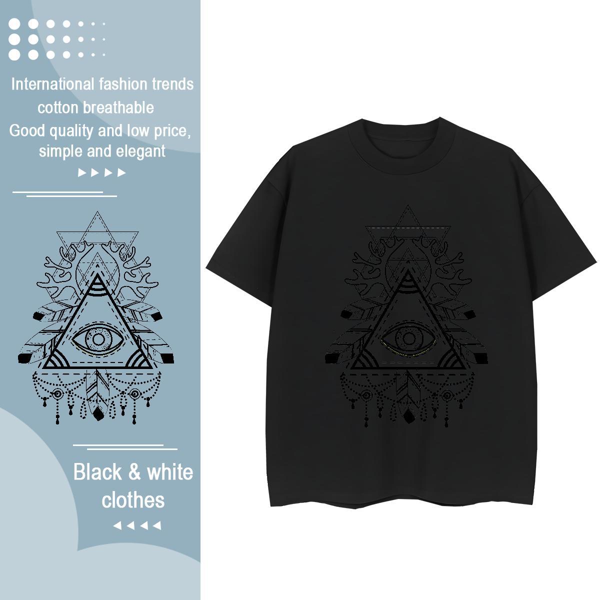 Cool T shirt 230g Cotton eye of the devil High Street Hip Hop Plus Size Custom Pure Cotton Men Tops Tees Designer Fashion Tees Shirts