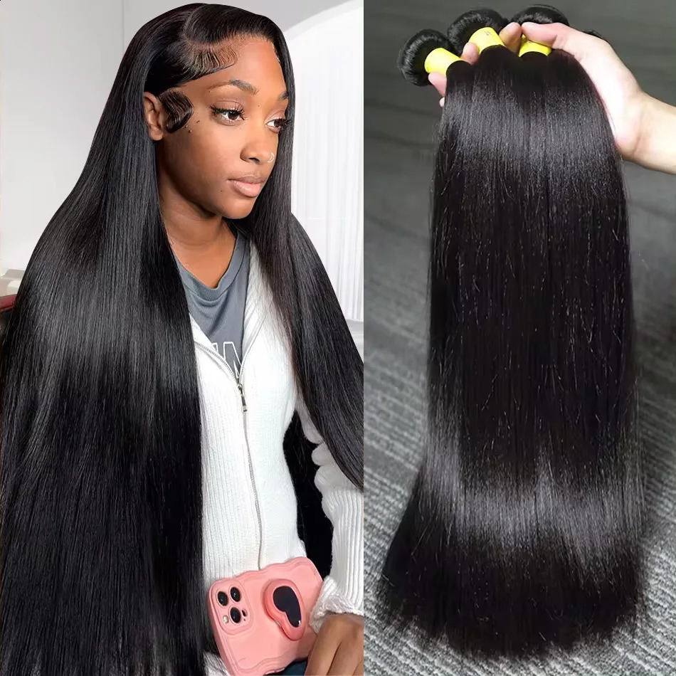 Cosdelu Brazilian Bone Straight Human Hair 3 4 bundles of original Remy hair extended double braided wholesale 30 36 inch 240801