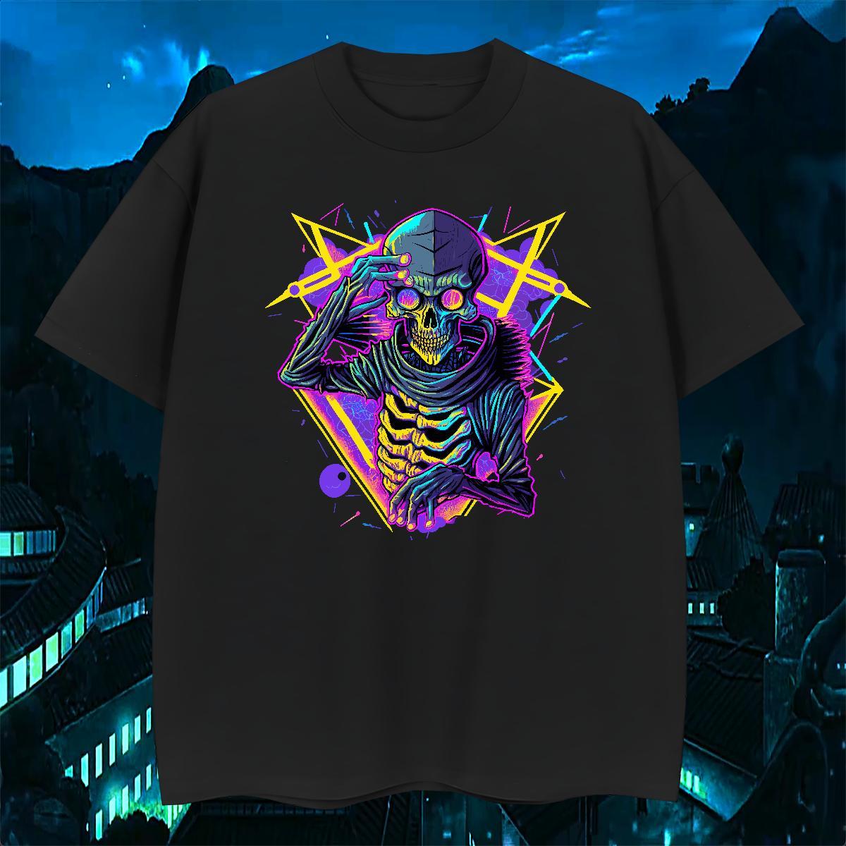 High Quality Mens T Shirts 230g Pure Cotton skull Casual Beach DIY Printed Short Sleeve O-Neck Couples T Shirts DIY Customized Tops