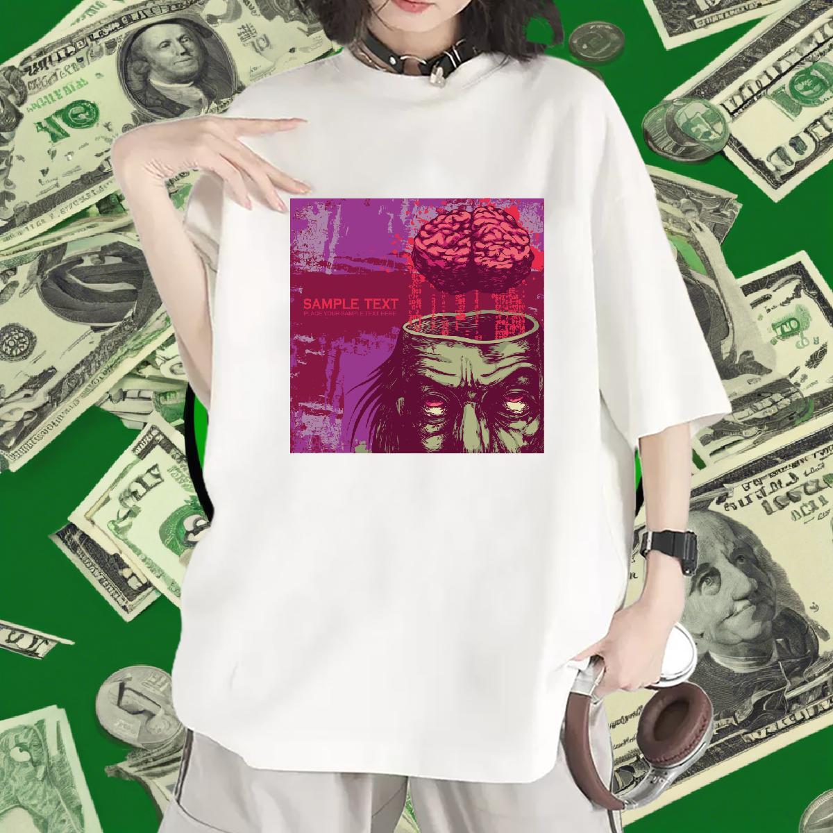 5A Woman Tshirt 230g 100% Cotton scary High Street Hip Hop T Shirts Women Breathable Soft Custom Printing Top Tees