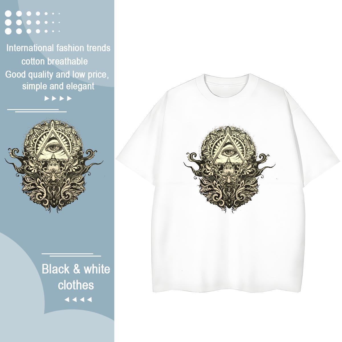 Popular T shirt 230g Cotton eye of the devil Casual Custom Printed Breathable Short Sleeve Tshirts Fashion Tees Shirts