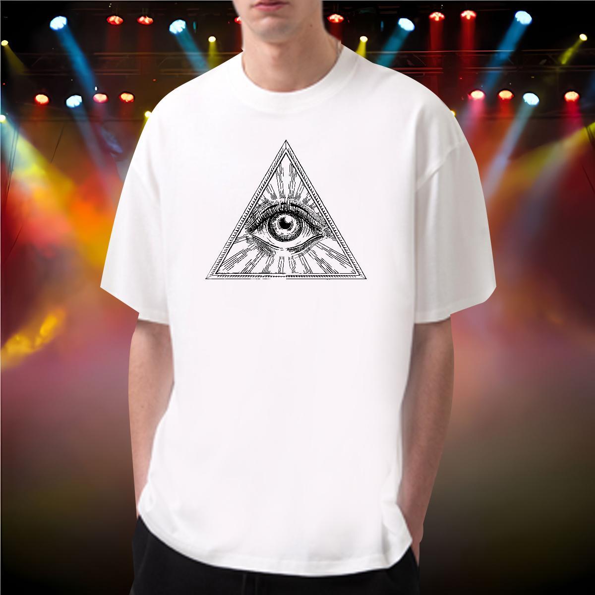 Classic Man T Shirts 230g 100% Cotton eye of the devil Sports Casual Cartoon Print Breathable Soft Mens Tshirts 2024 Top Tees