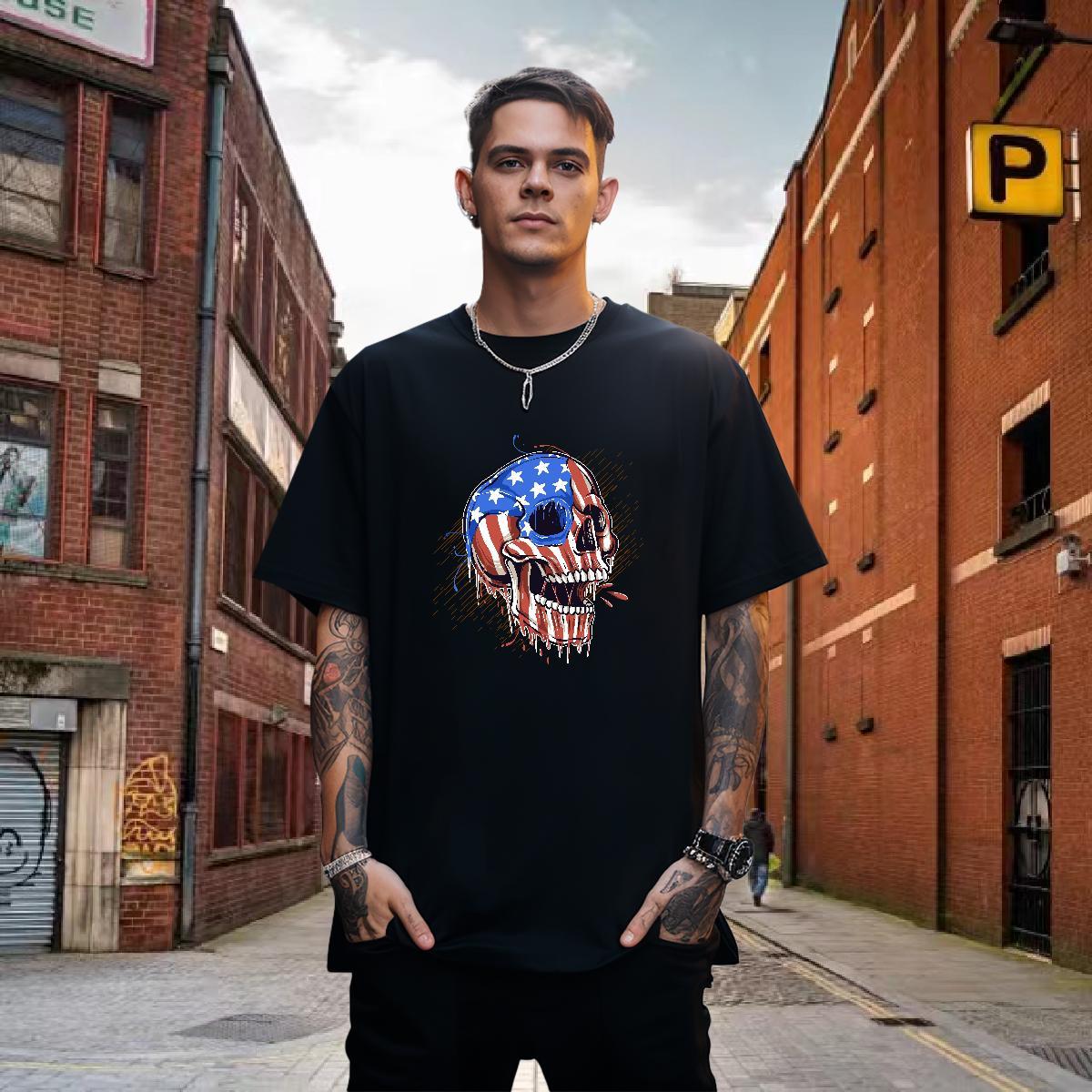 Designer Men T Shirts 100% Cotton 230g skull Summer Casual Customized O-Neck Short Sleeve Men Tops Tees 2024 Tops Shirt