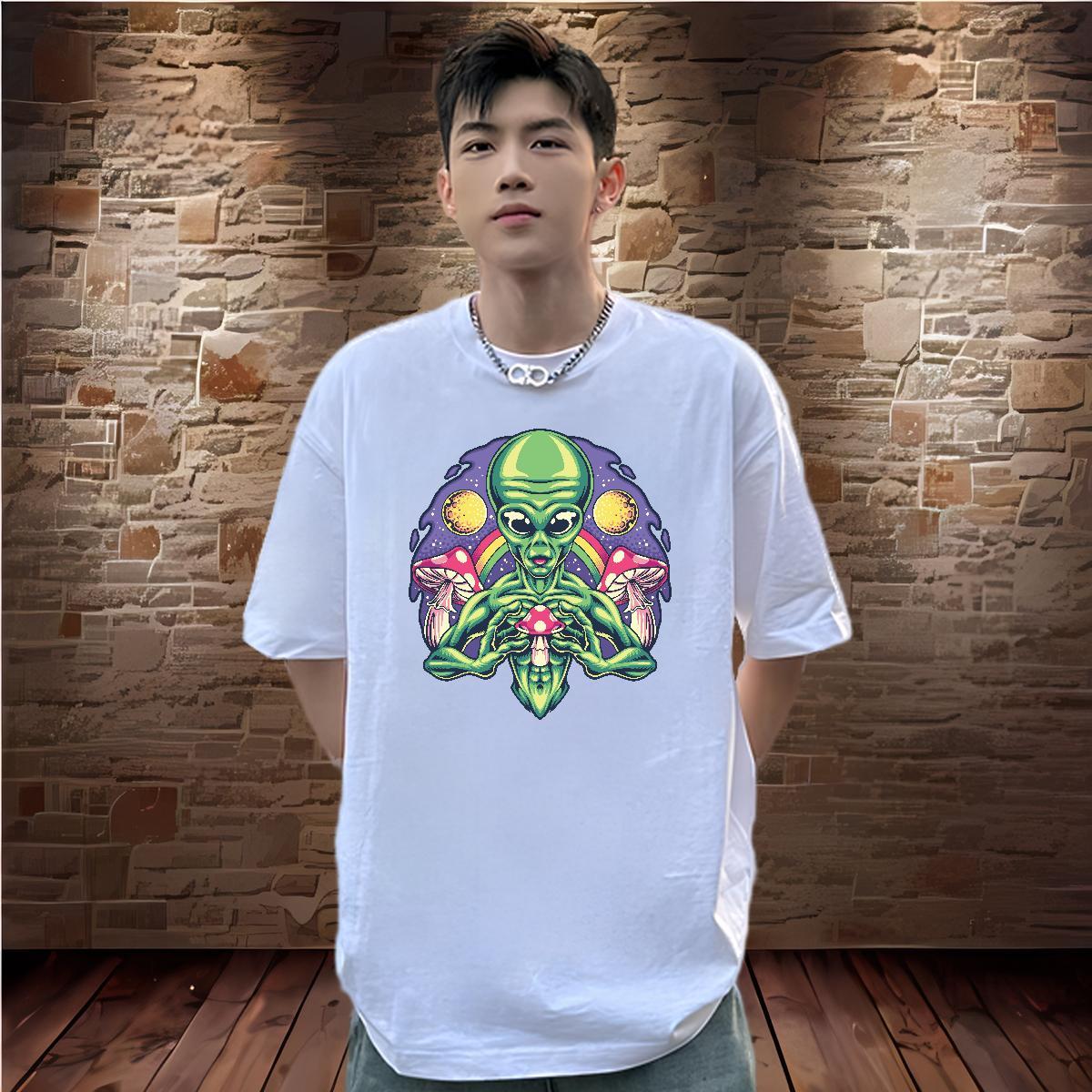 Wholesale Men T Shirts 230g Pure Cotton ET High Street Hip Hop DIY Printed Breathable Tshirt for Man Woman New Designer Tees