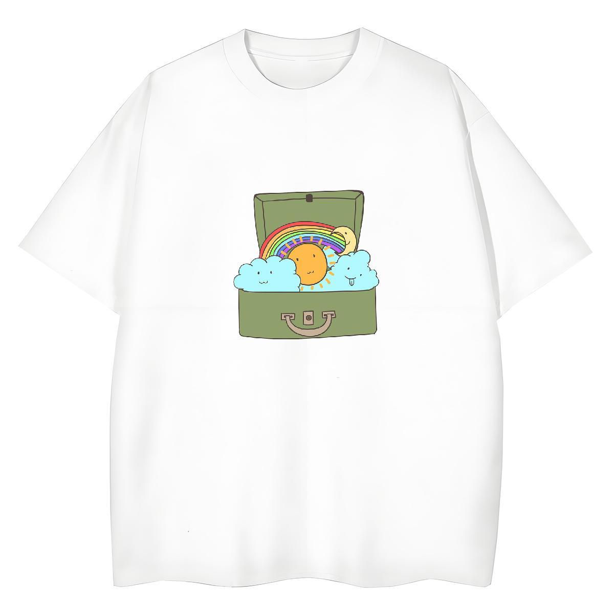 Brand Womens Tshirts 230g Pure Cotton icon High Street Hip Hop T shirt Breathable Anime Oversized Tees