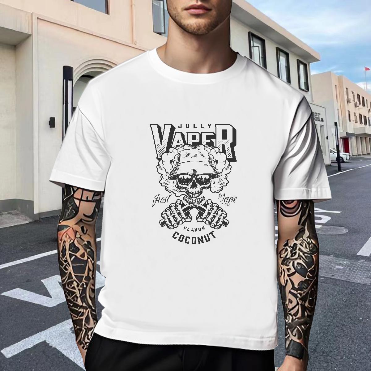 TOP Quality Mens T Shirts 100% Cotton 230g skull Casual Black Oversized Breathable Short Sleeve Men Clothes T-Shirt Customized Tees Shirts