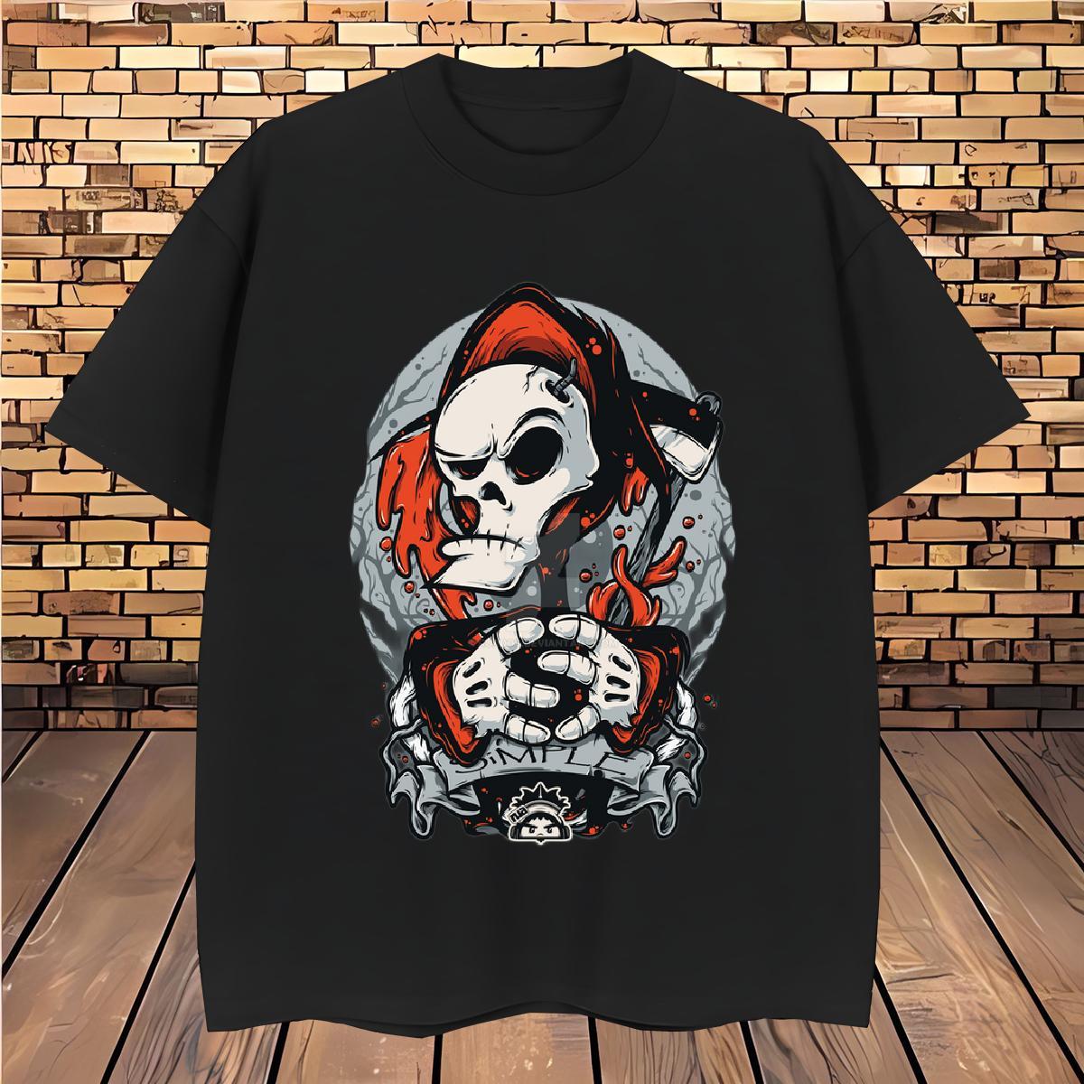 TOP Quality T-Shirts 230g Pure Cotton skull Spring Summer Custom Print Plus Size Breathable Soft Tshirt for Man Woman 2024 DIY Tees