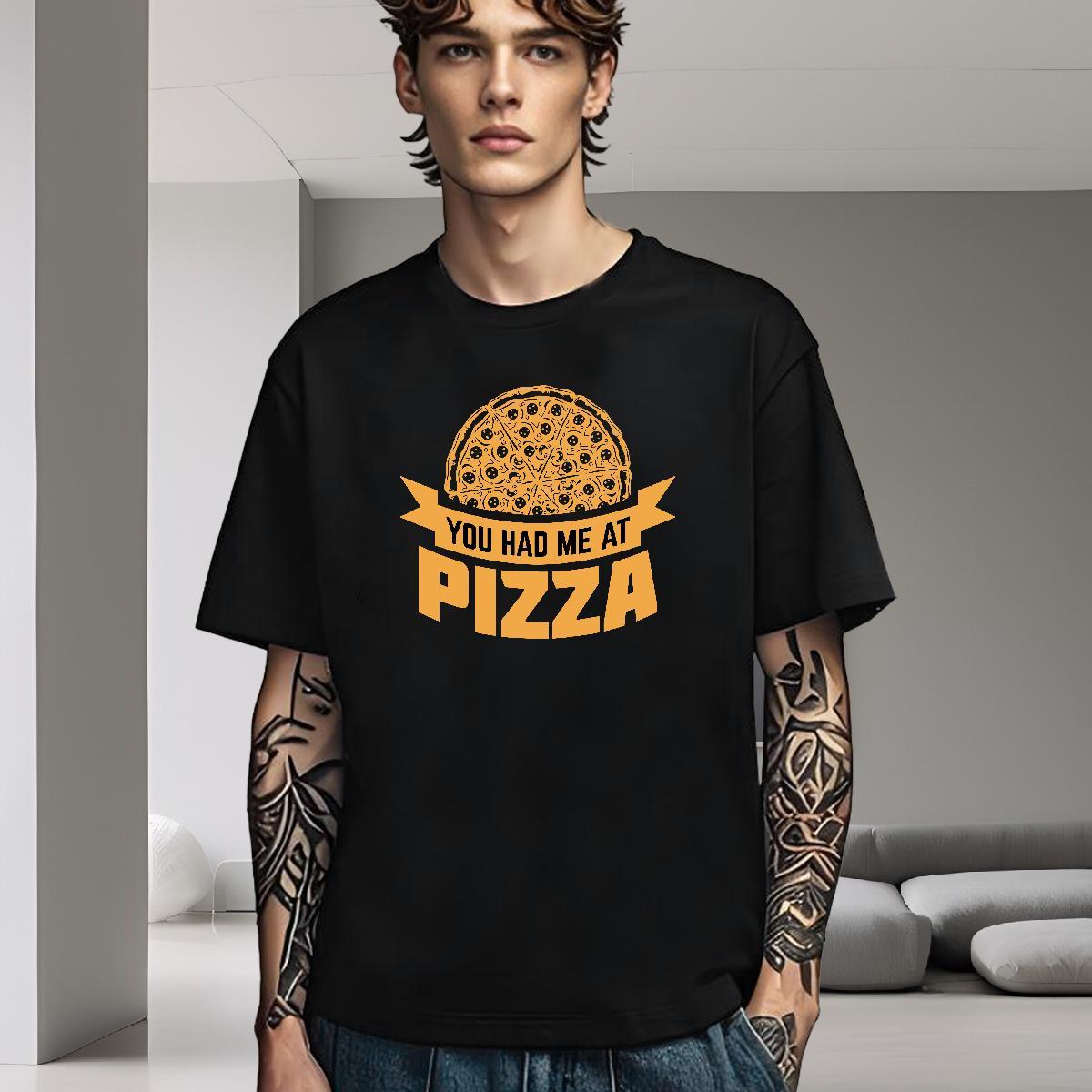 Cool Design T-Shirts for Men 230g Cotton pizza Street wear Hip Hop Custom Cartoon Pure Cotton Couples T Shirts Classic Casual Tops Shirt