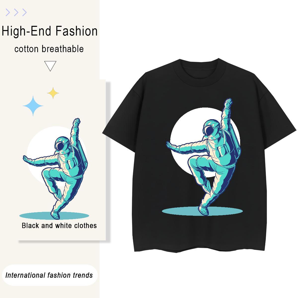 Brand Woman Tshirt 230g 100% Cotton cosmonaut Outdoor Womens T Shirts O-Neck Short Sleeve Oversized Top Shirts