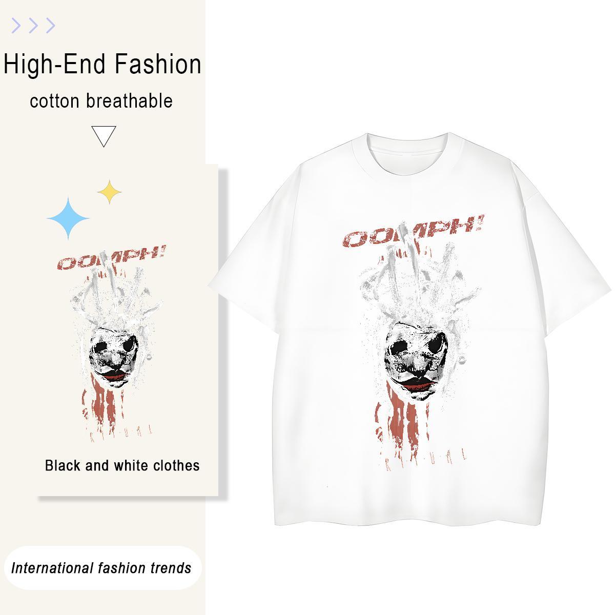 Unisex Couples T Shirts 230g Cotton scary Street Wear T shirt Crew Neck Cartoon Printing L-4XL Tops Shirt
