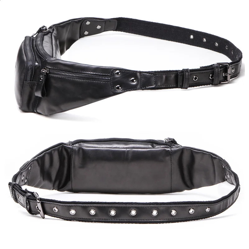 CONTACT genuine leather mens fanny pack casual phone bag mens travel cross body bag mens waist bag 240824