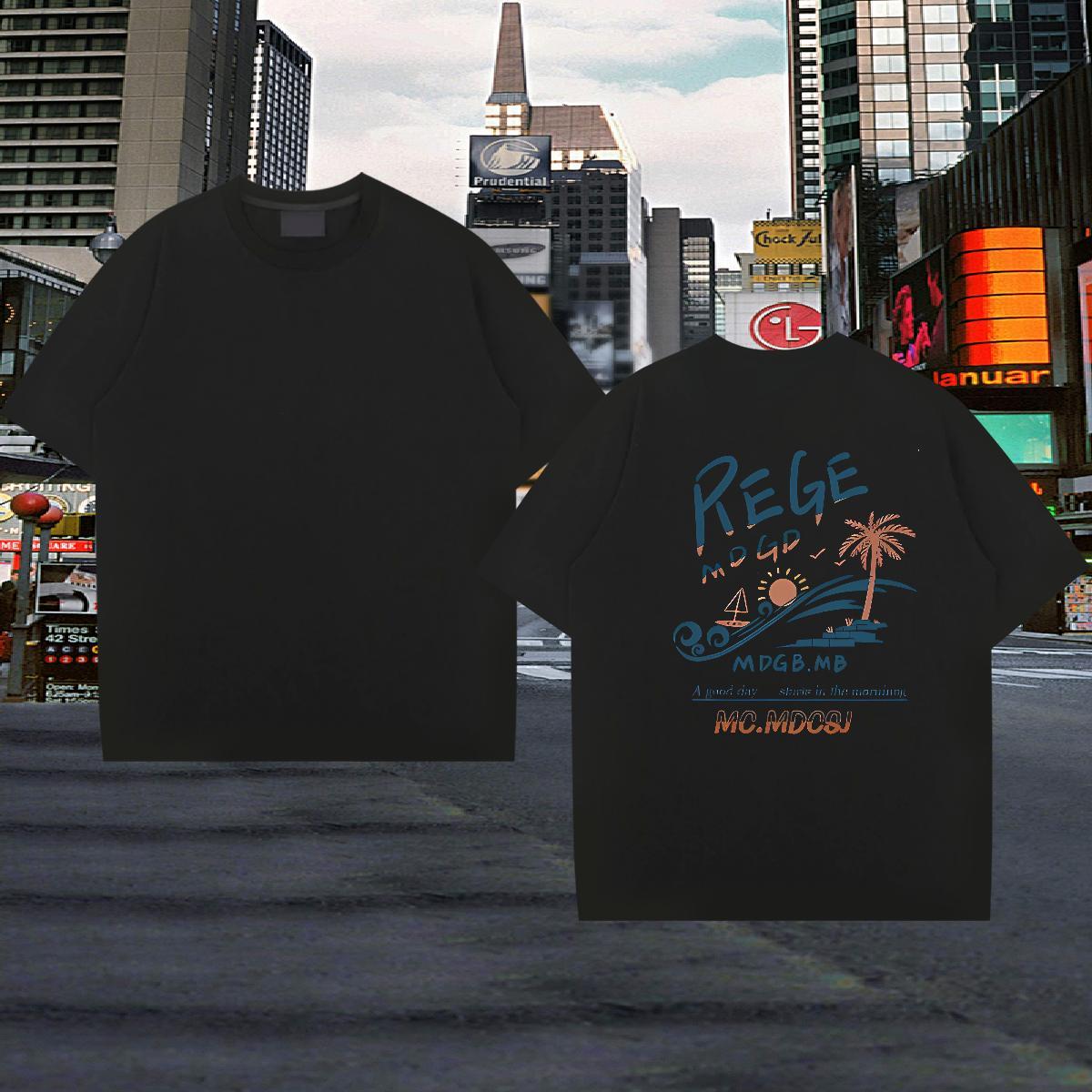 Wholesale T Shirt For Man 100% Cotton 230g sea wave Sports Casual Skull Pure Cotton Men Tops Tees DIY Tops Shirt