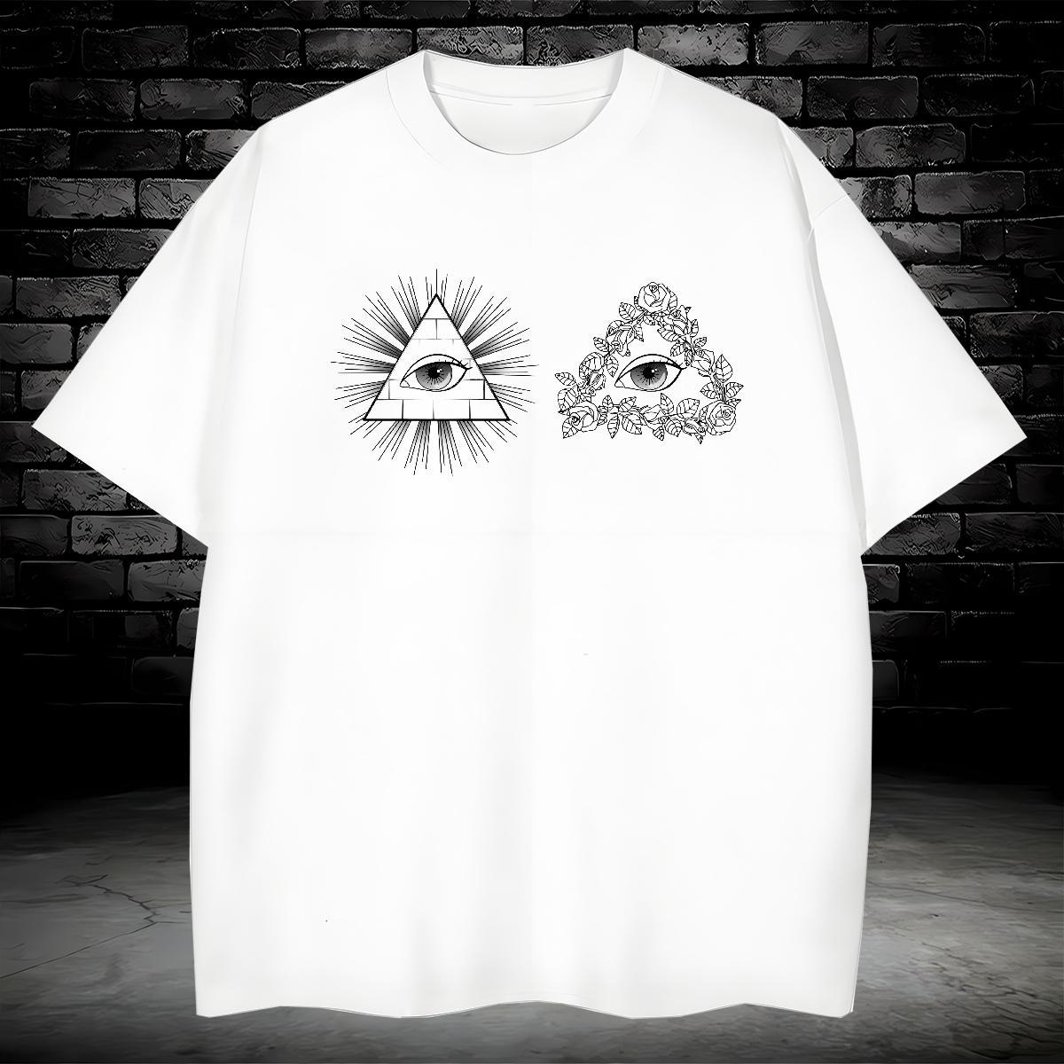 Comfortable T-Shirts for Men 100% Cotton 230g eye of the devil High Street Hip Hop Custom Print Oversized Breathable Crew Neck Tshirt for Man Woman Cl