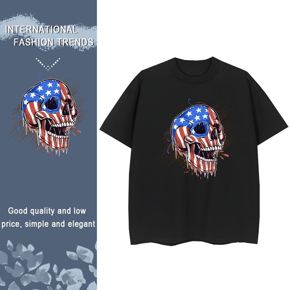 Designer Mens T Shirts 100% Cotton 230g skull Hip Hop Cartoon Printing L-4XL Breathable Crew Neck Men Tops Tees Casual New Tee Shirt