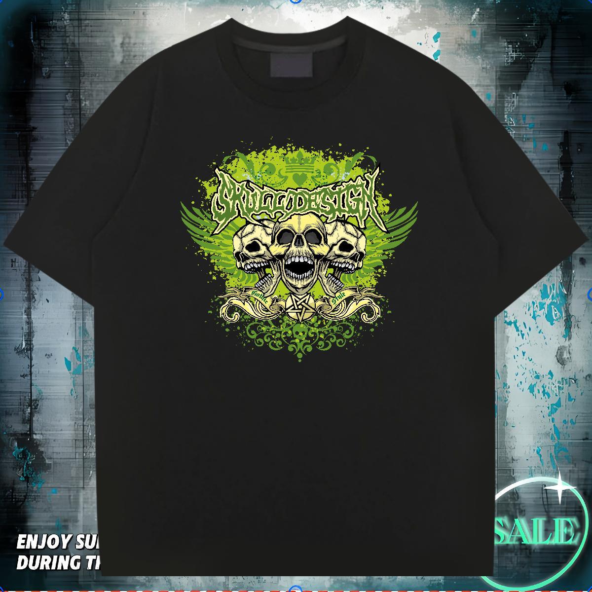 Loose Fit T Shirts Men 230g Cotton skull Summer Casual DIY Anime Breathable Short Sleeve Tshirt for Man Woman Wholesale Top Tees
