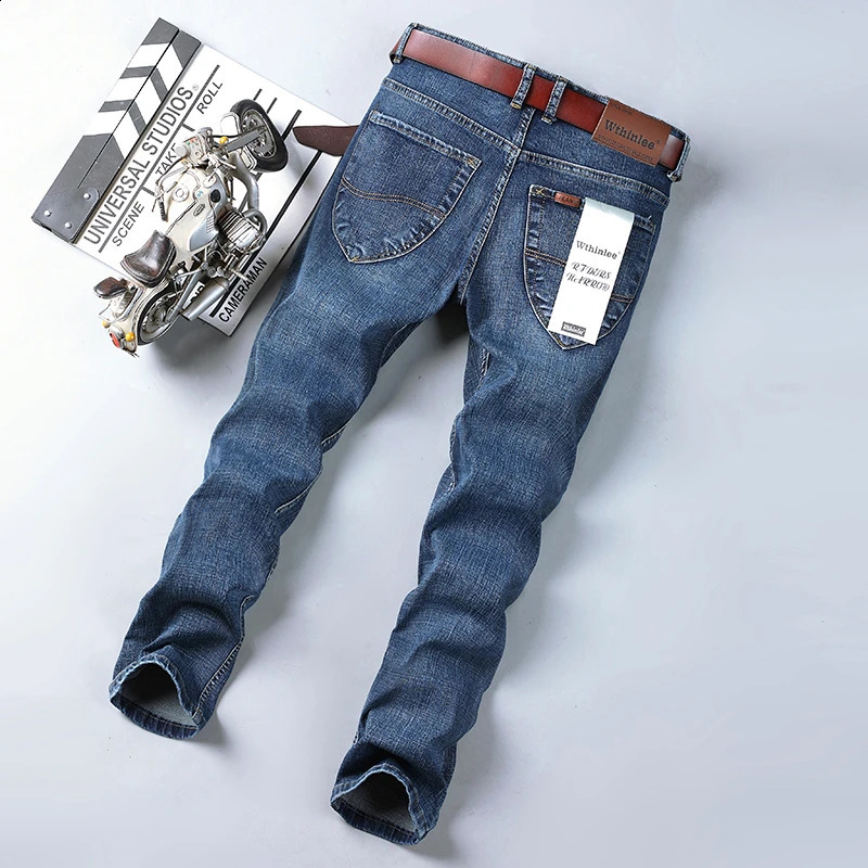 Spring Autumn Men Classic Jeans Mens Smart Jeans Fashion Business Straight Regular Blue Stretch Denim Trousers Mens Jeans 240824