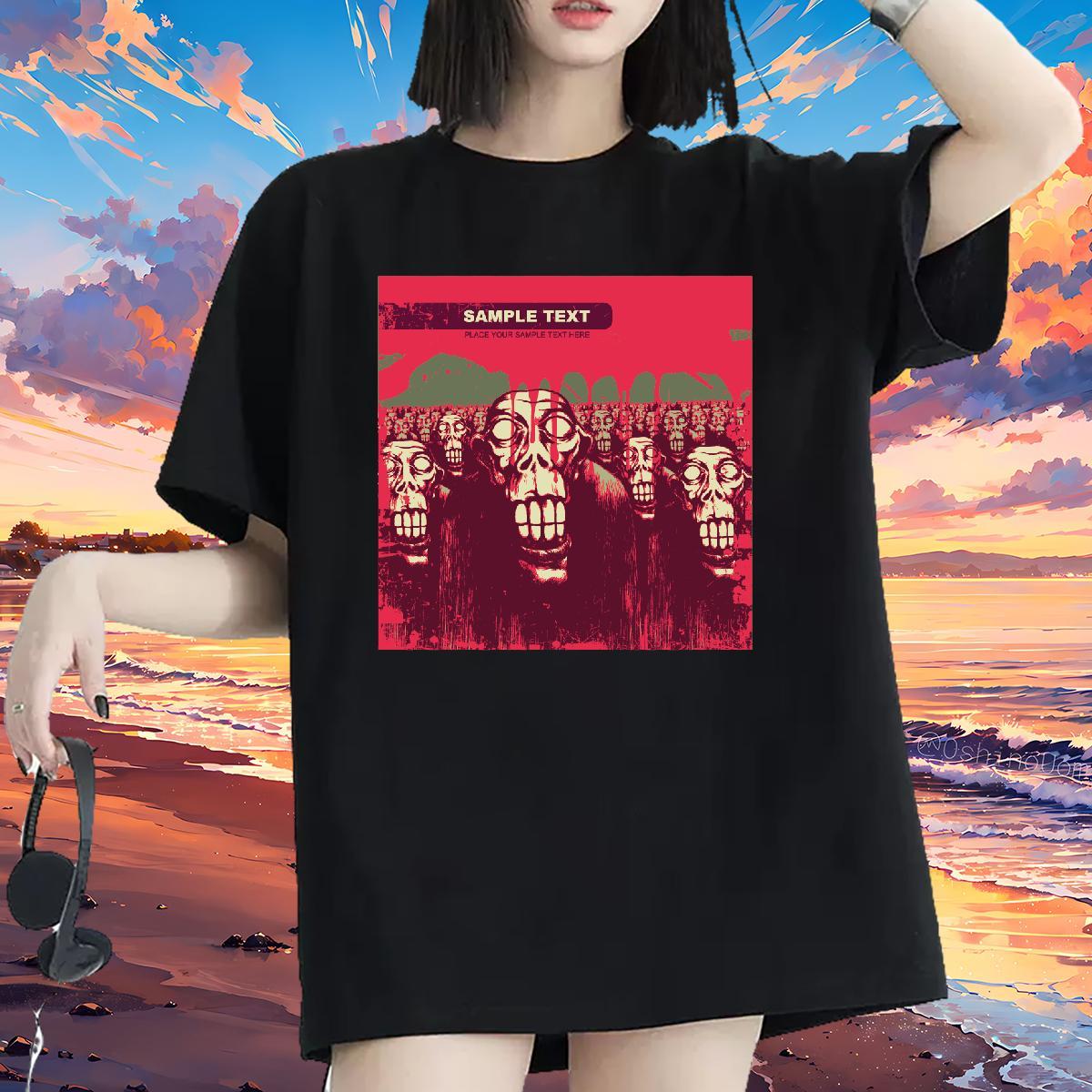 Nice Womens Tshirts 230g Pure Cotton scary Hip Hop Street Womens T Shirts Breathable Short Sleeve Customized Print Tees Shirts