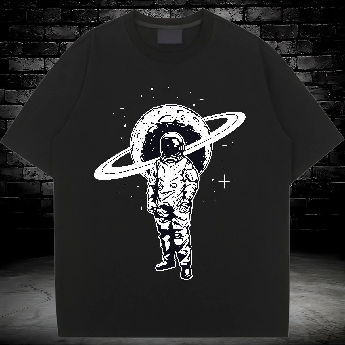 Nice Couples T Shirts 230g Pure Cotton cosmonaut Casual Sport T shirt Crew Neck Breathable Anime Clothes