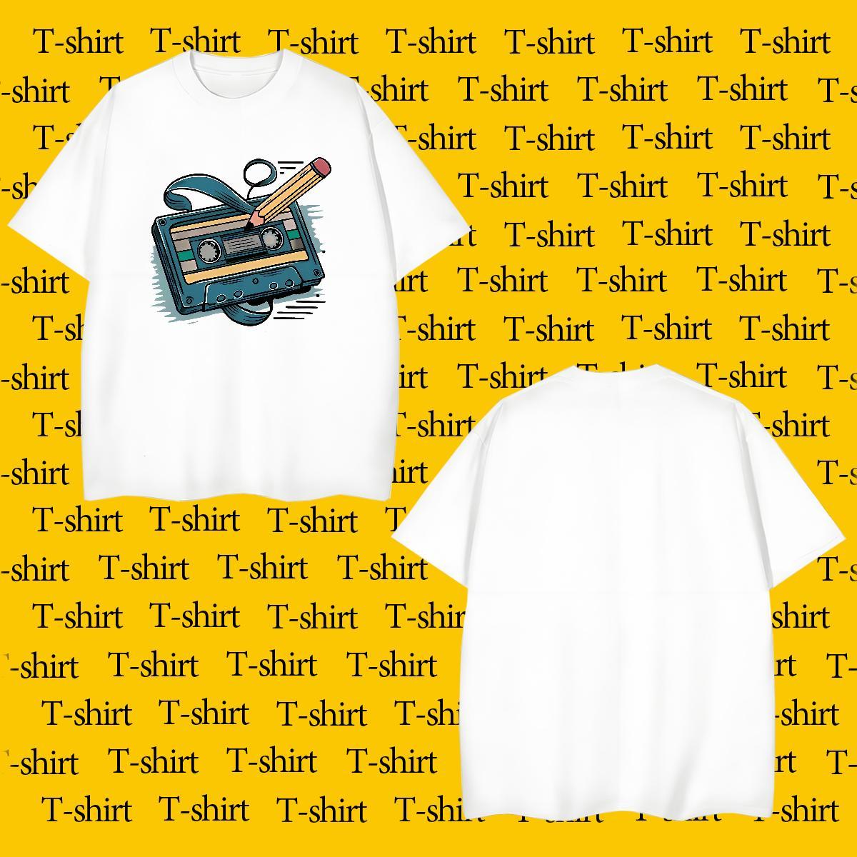 Casual New Men Tees radio Casual Beach 230g 100% Cotton Tops Tees Round Neck Short Sleeve Brand T-Shirts Anime Print