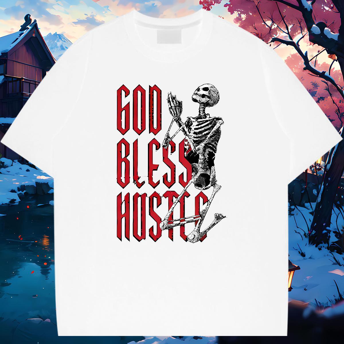 Classic T shirt 230g 100% Cotton skull Street Casual Cartoon Printing L-4XL Breathable Tshirts New Arrival Tee Shirt