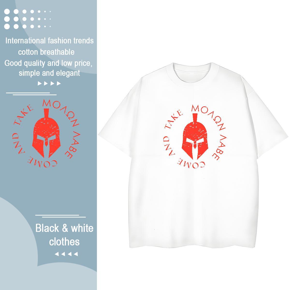 Loose Unisex Tshirts 230g Pure Cotton letter Casual Beach T-Shirts for Women Crew Neck Black White Wear