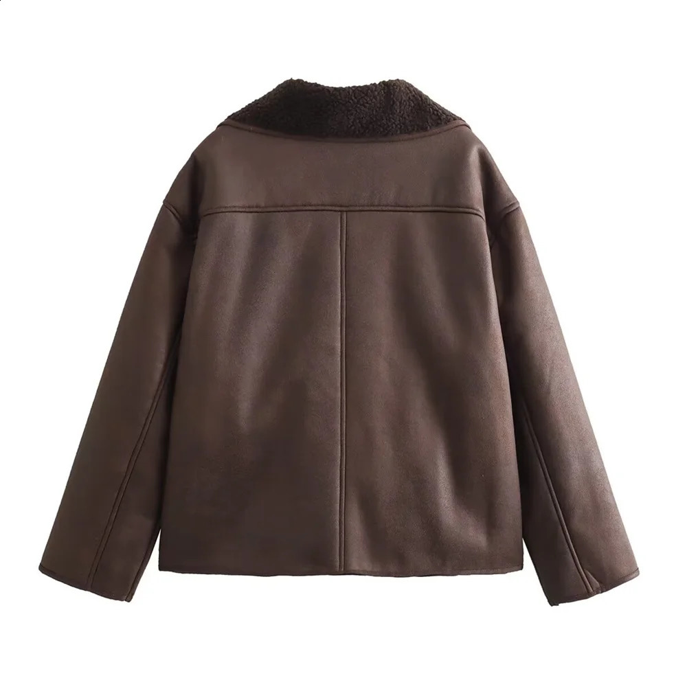 womens fur integrated loose thick doublesided jacket 240824