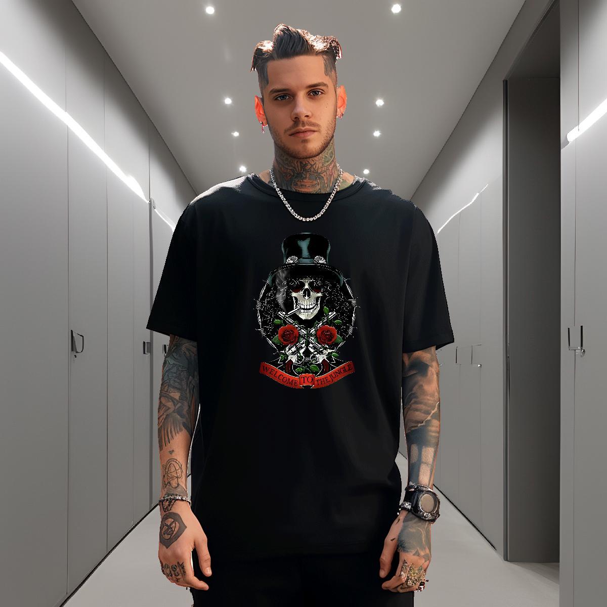 High Quality T shirt 230g 100% Cotton skull Sports Casual DIY Logo Oversized Crew Neck Breathable Men Tees 2024 Designer Clothes