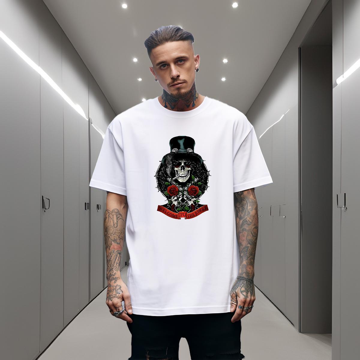 High Quality T shirt 230g 100% Cotton skull Sports Casual DIY Logo Oversized Crew Neck Breathable Men Tees 2024 Designer Clothes