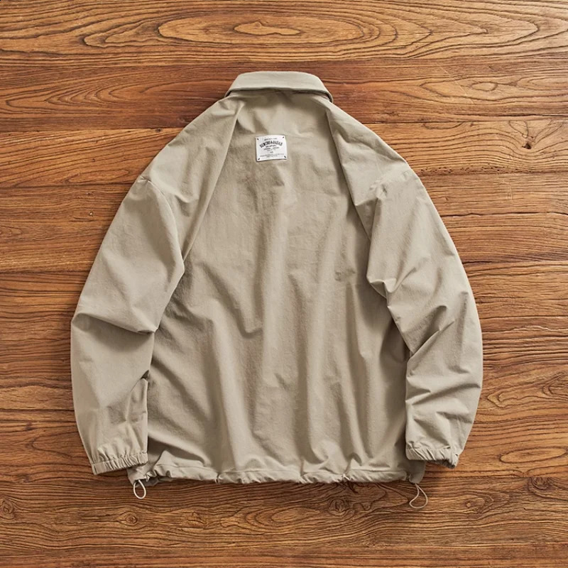 Lapel POLO collar shirt men long sleeve autumn retro fashion loose wide version of casual outdoor shirt jacket 240824