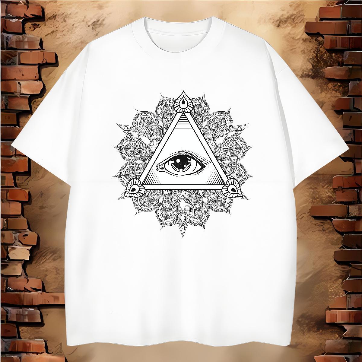 Cool T-Shirts for Men 230g 100% Cotton eye of the devil Beach Black White Round Neck Short Sleeve Men Tshirts Custom Tops Tees