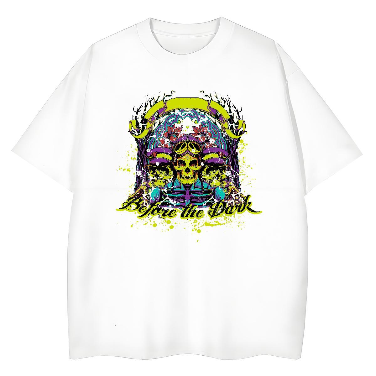Unisex T Shirts Men 230g Cotton skull Spring Summer DIY Logo Oversized O Neck Short Sleeves Tshirt for Man Woman Factory Direct Tshirts