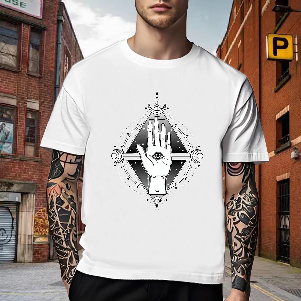 TOP Quality T Shirts Men 230g Cotton eye of the devil Outdoor Custom Anime Breathable Soft Men Clothes T-Shirt 2024 New Top Tees