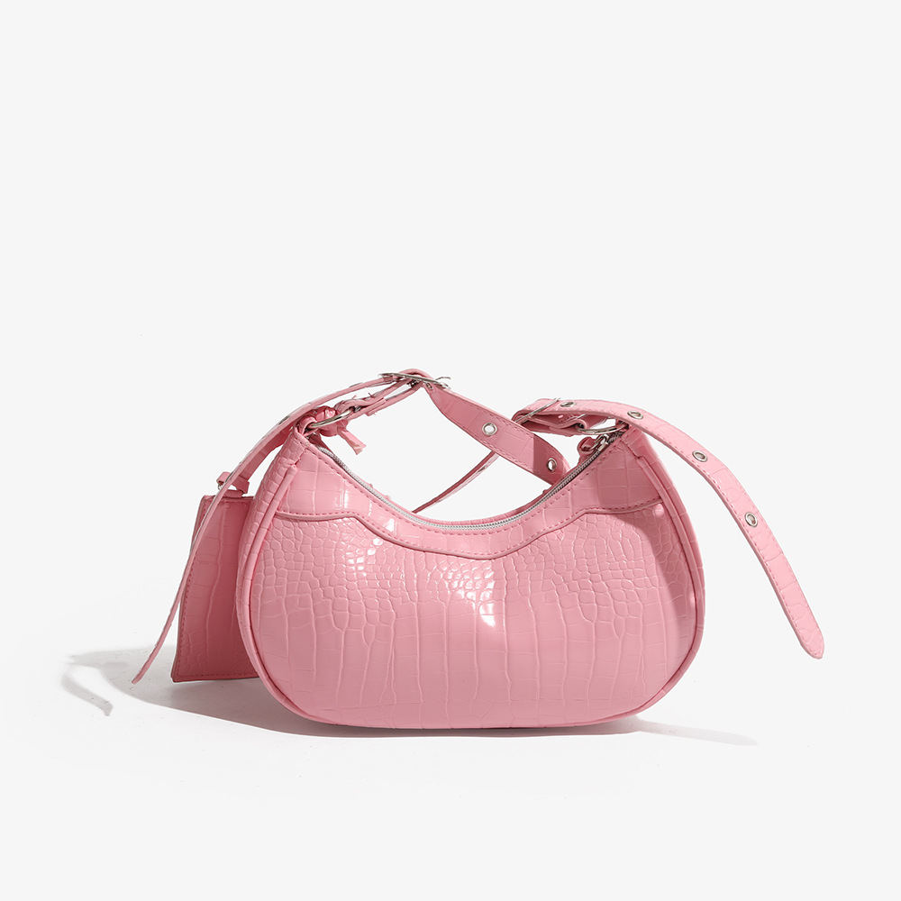 Fashionable motorcycle bag underarm bag rivet tassel high-end pleated bag single shoulder bag