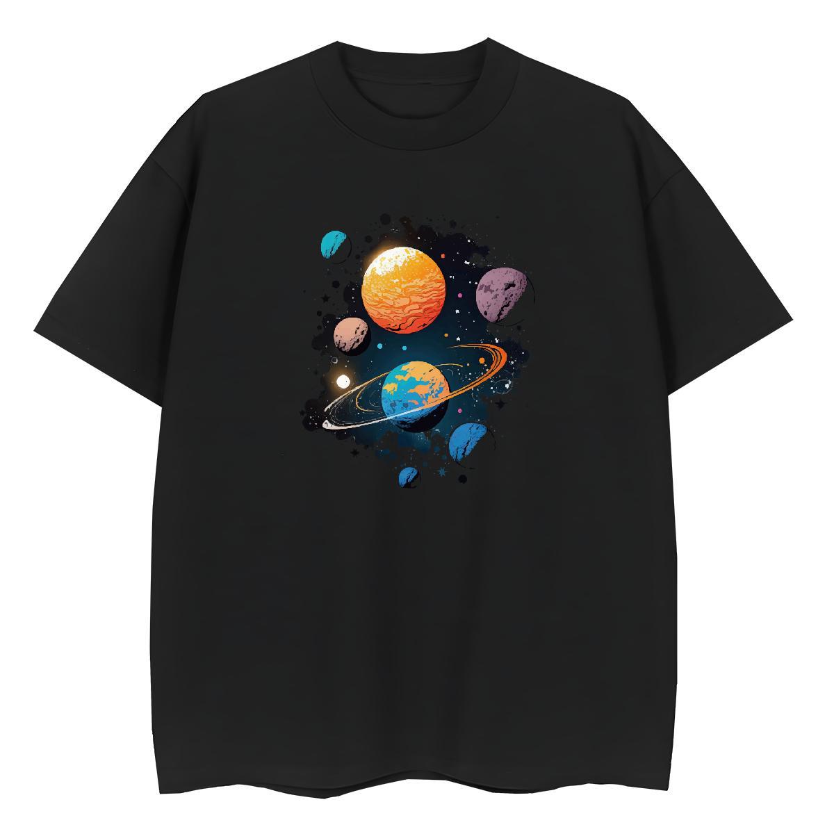 Designer Nice Lady T shirt 230g Pure Cotton planet Outdoor T-Shirts Round Neck Short Sleeve Black White Tees Shirts