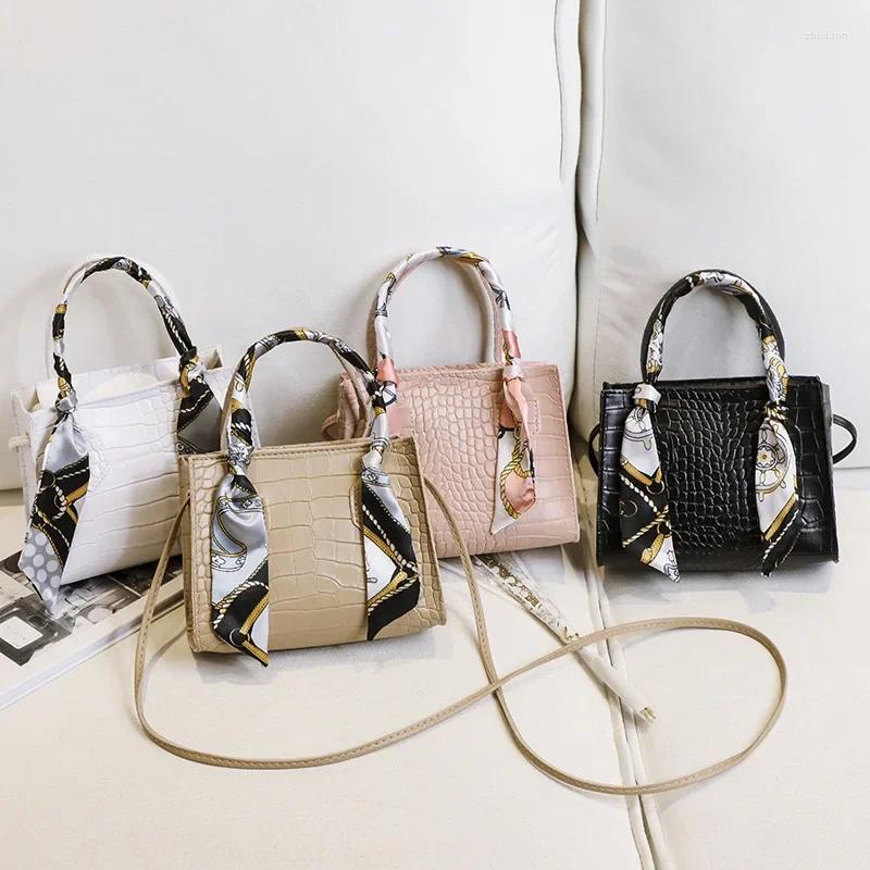 Bag Scarfs Accent Rhombus Shoulder Bag: Chic Chain Crocodile Pattern Oblique Span With Optional Silk Handbag Scarf New Free Delivery Designer Bag