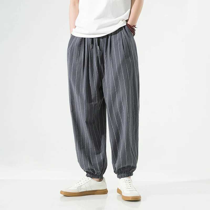Sweatpants Spring Summer Harajuku Casual Mens Pants Cotton Striped Joggers Fashion Harem Baggy Pants For Man M240824