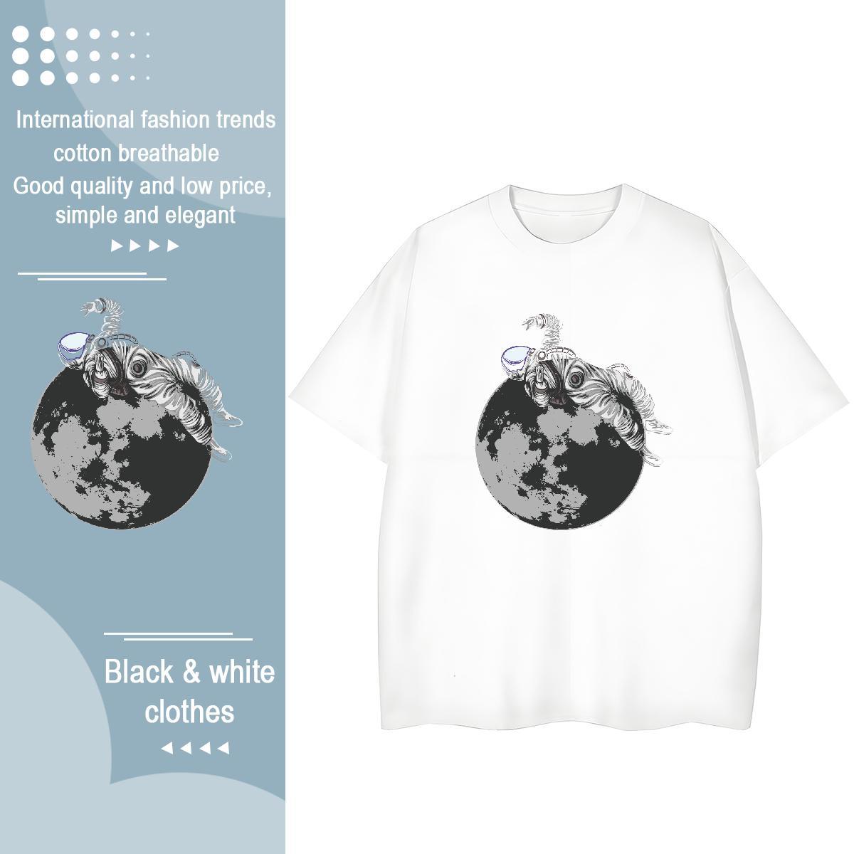 High quality Unisex Tshirts 230g Cotton universe Casual Daily Wear Women T Shirts Crew Neck Breathable Black White Polos