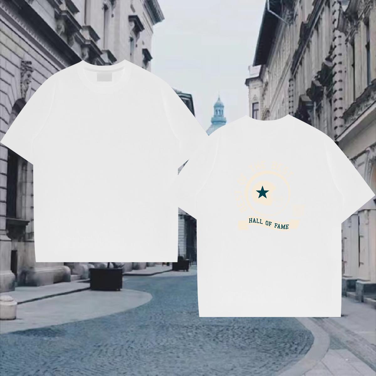 TOP Quality T-Shirts 230g 100% Cotton letter Summer Casual Black White Round Neck Short Sleeve Tshirts Fashion Design Tops Tees