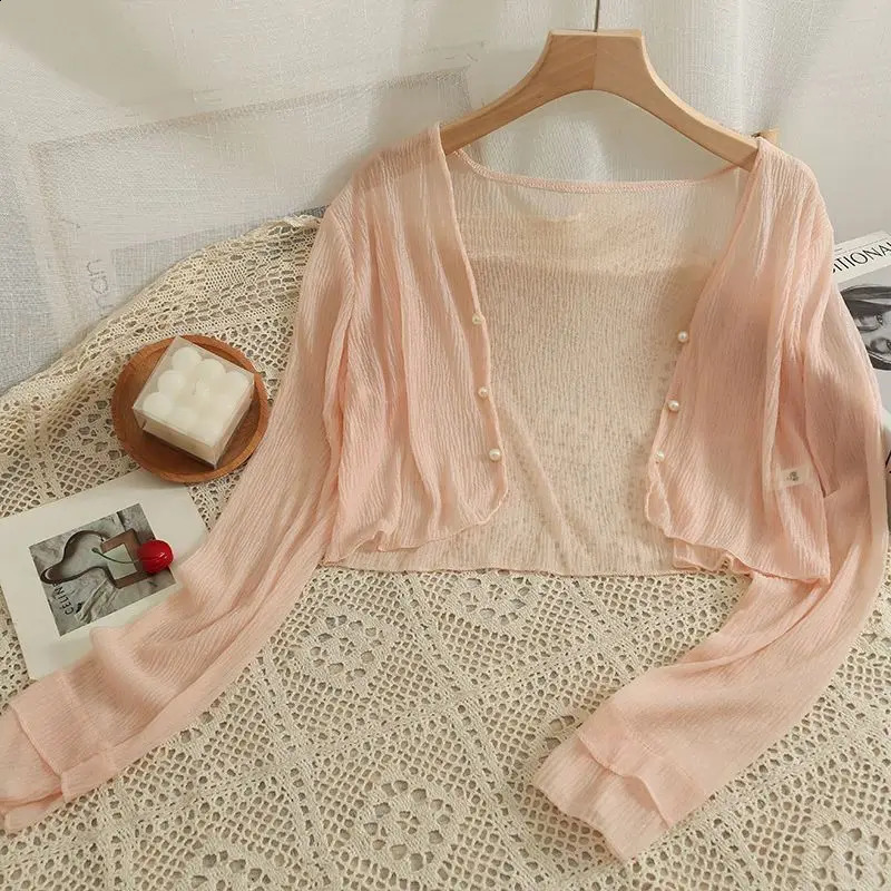 Cardigans Women Fashion Breathable Cozy Single Breasted Korean Style Daliy All-match Summer Shrugs Chic Students Temperament 240824