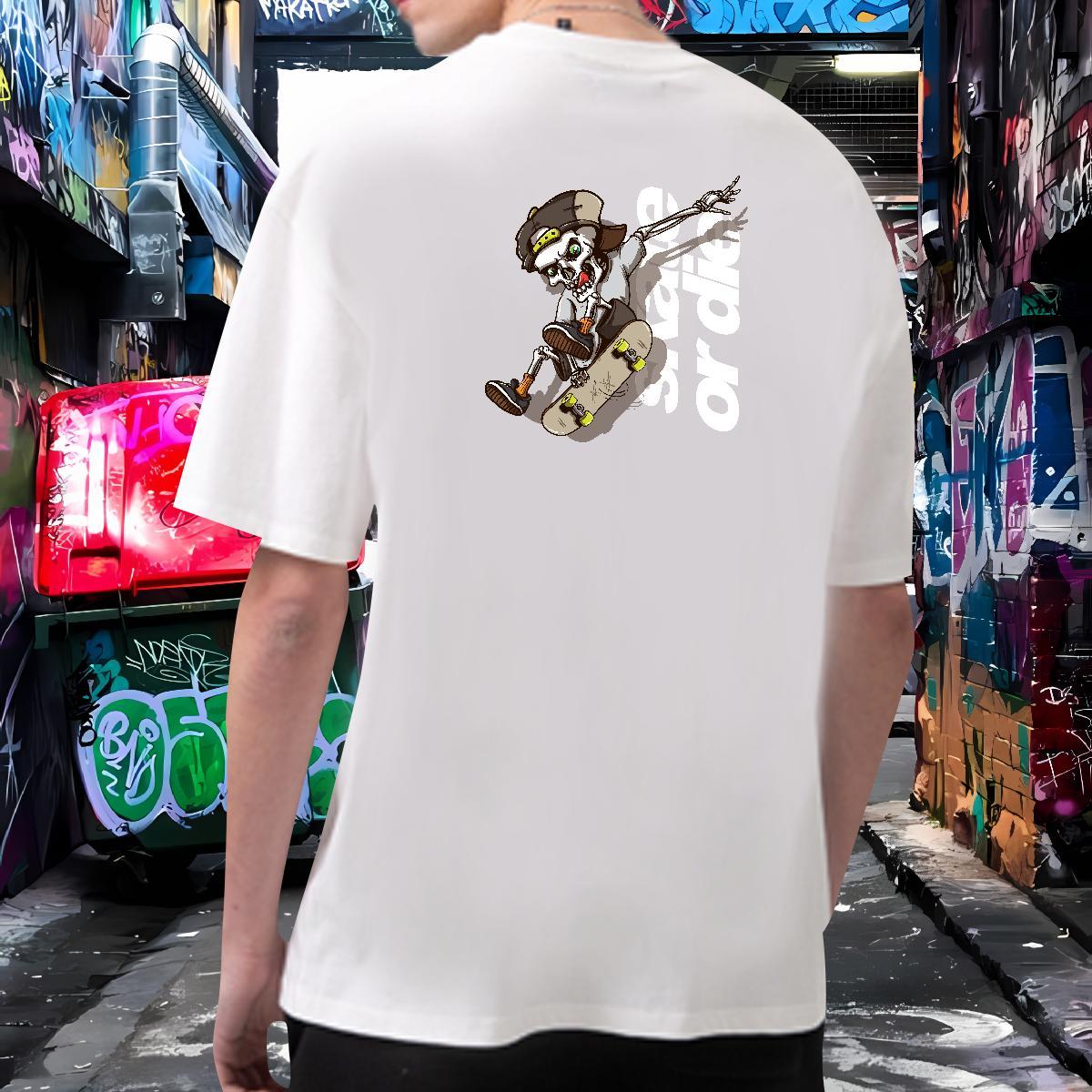 Soft T-Shirts for Men 100% Cotton 230g skull Street wear Hip Hop Custom Big Size O Neck Short Sleeves Mens Tshirts 2024 DIY Tee Shirt
