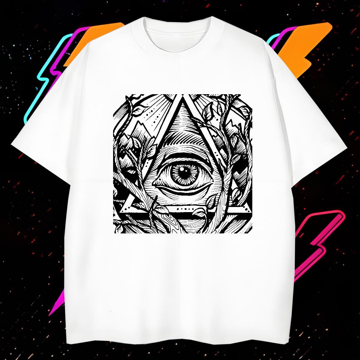 Brand T shirt 230g 100% Cotton eye of the devil Street Wear Custom Print Plus Size Breathable Short Sleeve Men Tees New Designer Clothes
