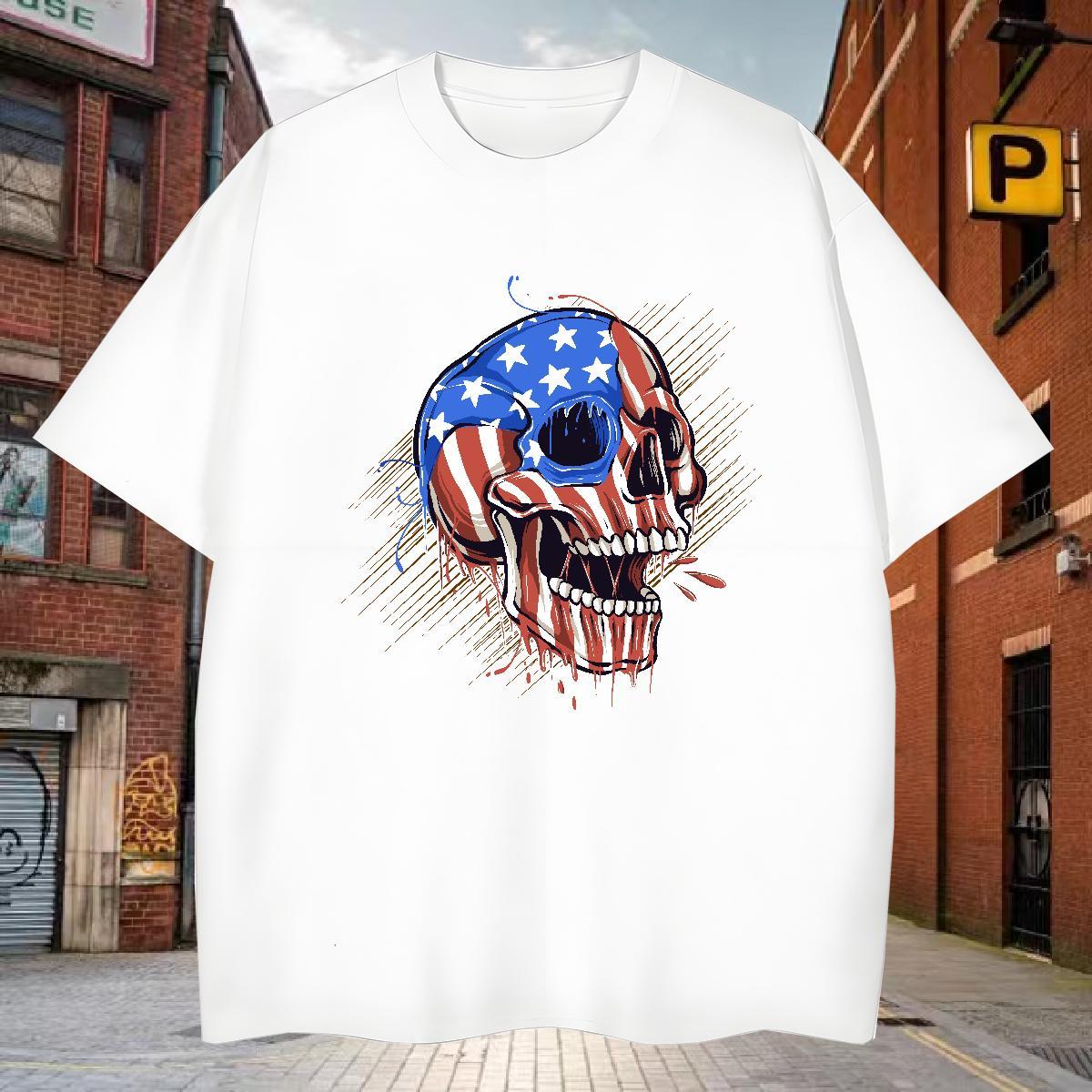 Designer Men T Shirts 100% Cotton 230g skull Summer Casual Customized O-Neck Short Sleeve Men Tops Tees 2024 Tops Shirt