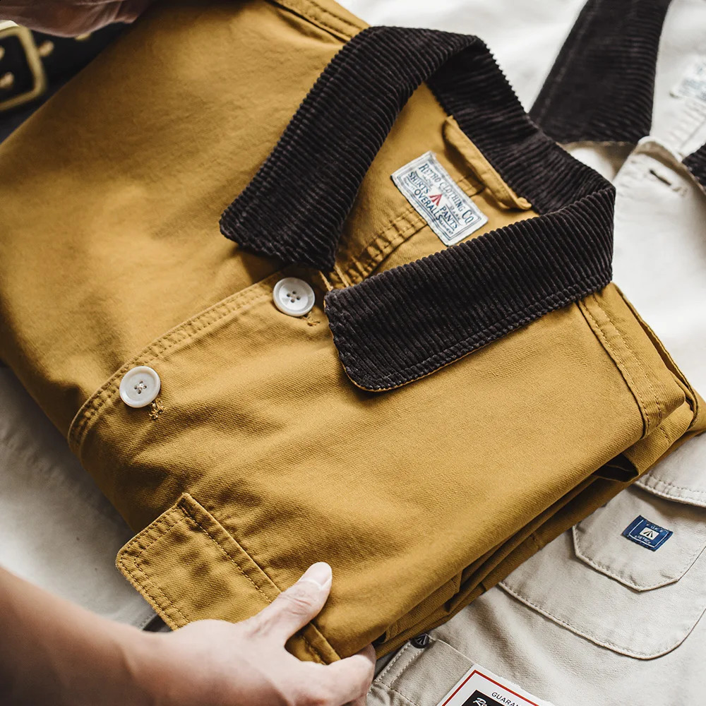 Maden American Retro Hunting Lapel Plus Size Short Jackets Mens Outwear Spring and Autumn Clothing 240824