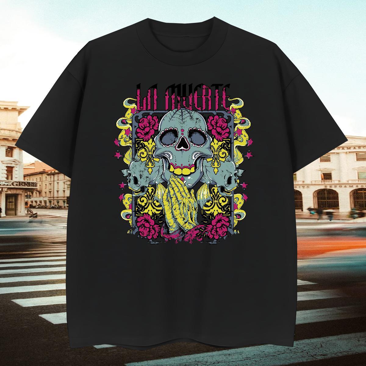 Loose Fit Men T Shirts 100% Cotton 230g skull Street wear Hip Hop DIY Anime Breathable Crew Neck Couples T Shirts Factory Direct Top Tees